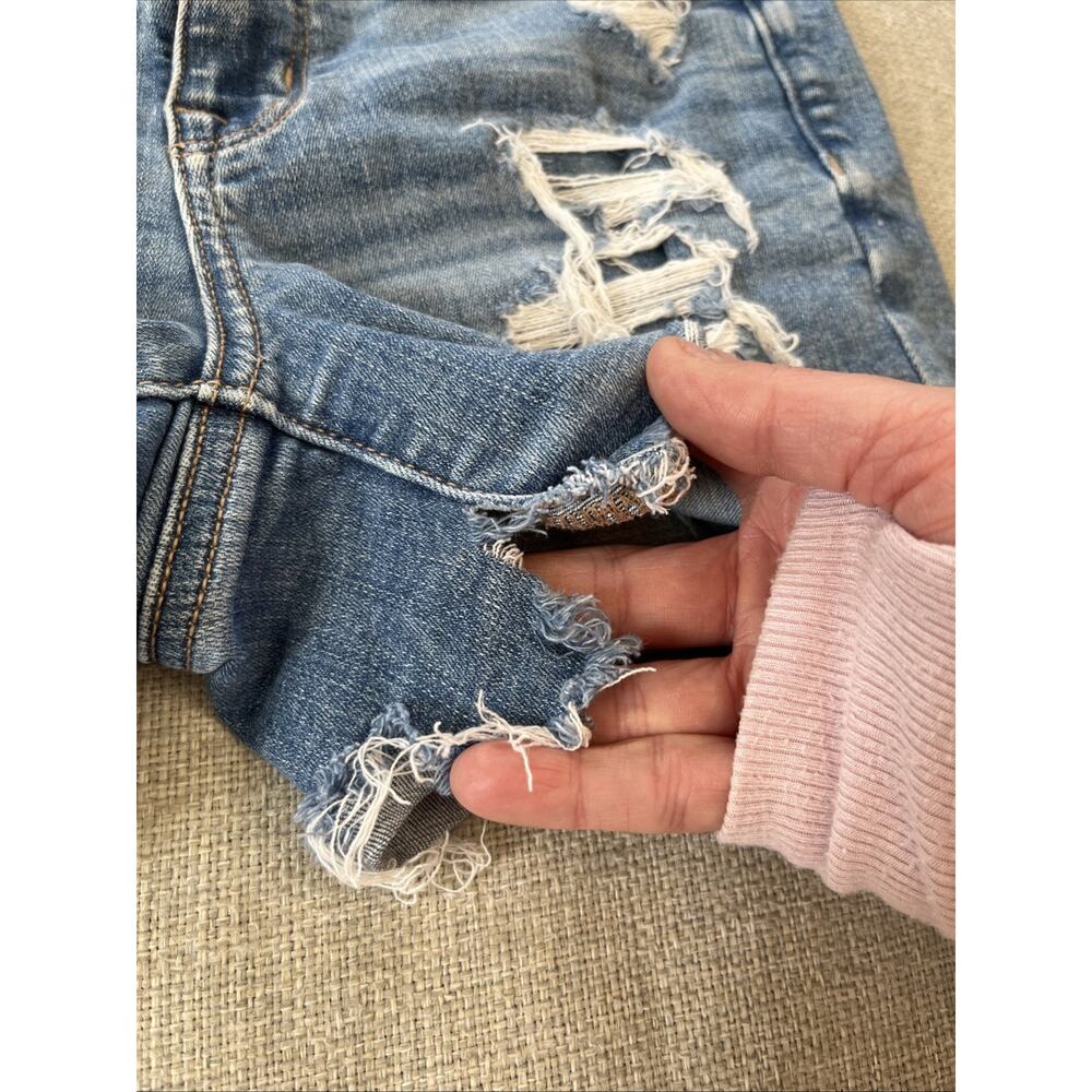 American Eagle Sz 4 Shorts Hi-Rise Shortie Distress Denim Khaki LOT of 2 Pairs - Picture 8 of 14